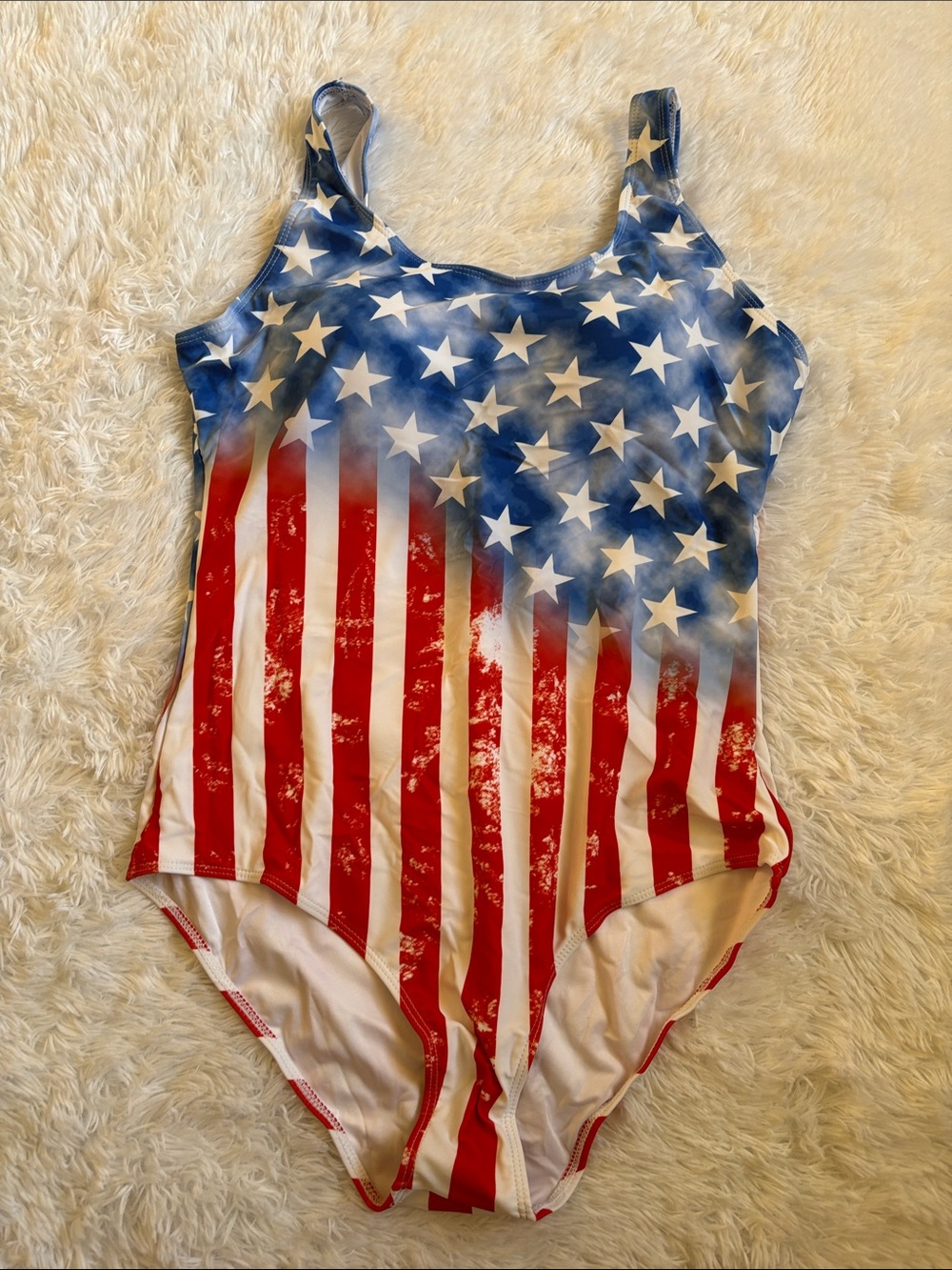 New In Packaging Zando American Flag Criss Cross Back One Piece Swimsuit XL